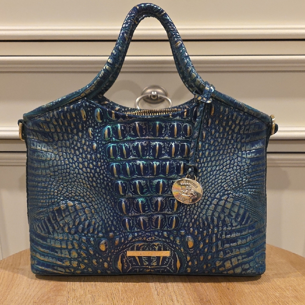 Brahmin Iridescent Blue Satchel